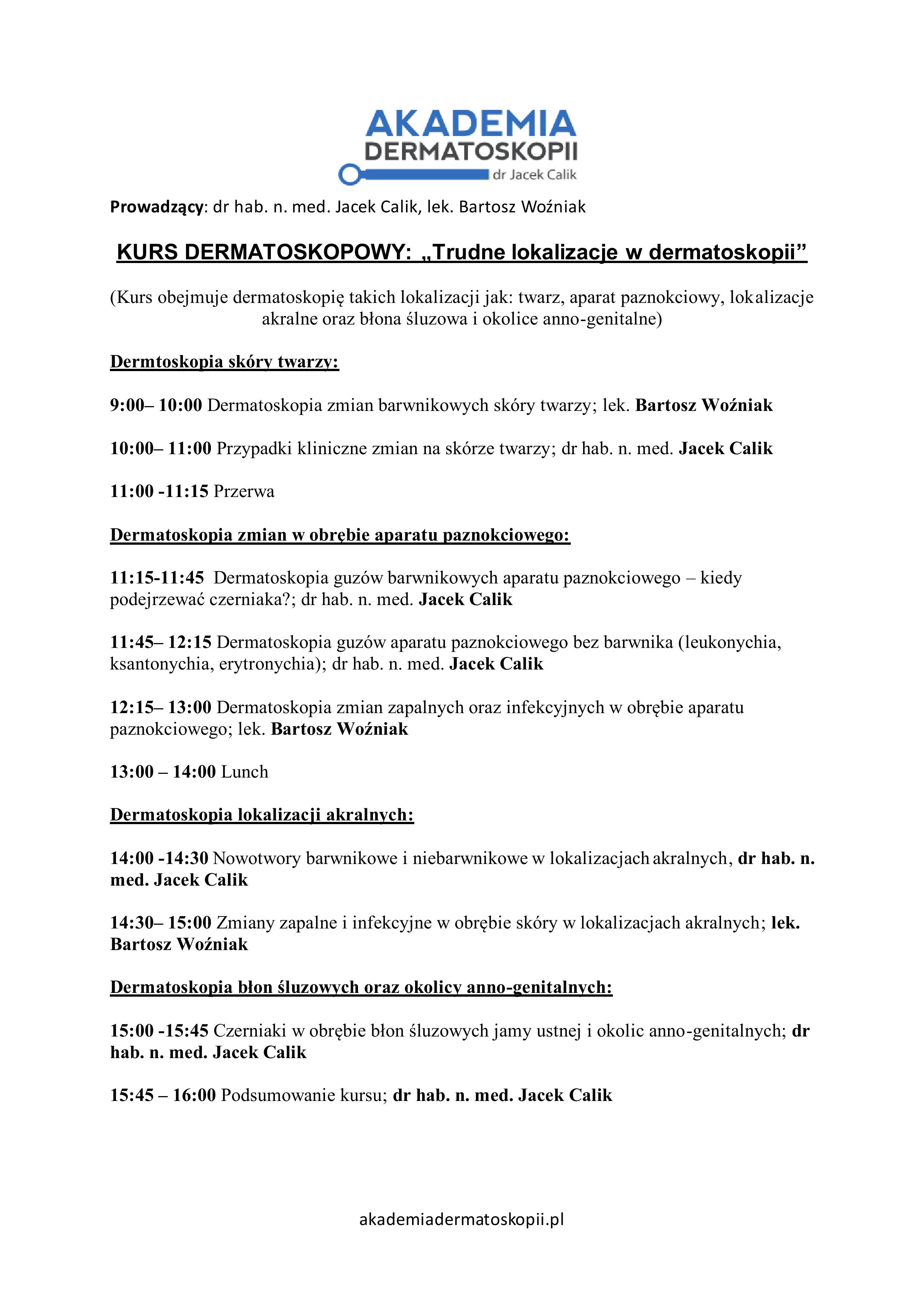Kurs „Trudne lokalizacje w dermatoskopii”! Termin: 21.03.2026