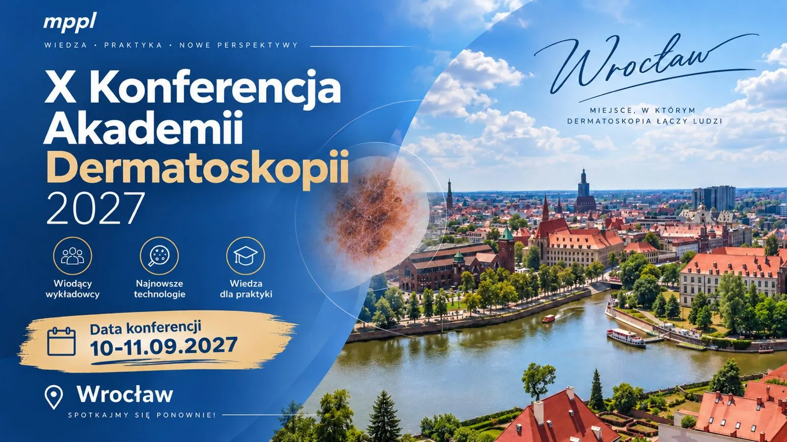 Plakat X Konferencji Akademii Dermatoskopii 2027 we Wrocławiu